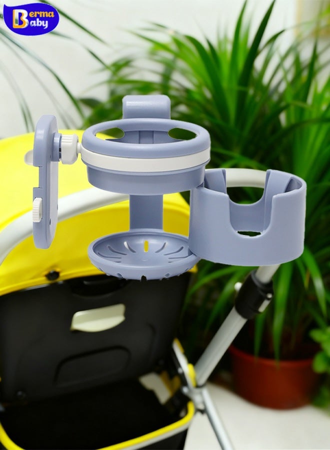 Berma Baby ملحقات عربة الأطفال، رف تخزين عربة الأطفال العالمي، مناسب لعربات الأطفال وعربات الأطفال وعربات الأطفال والدراجات، 3 في 1 لتخزين زجاجة المياه والهاتف المحمول، دوران 360 درجة، تصميم غير قابل للانزلاق - Image 1