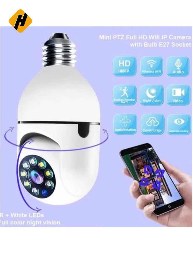HuHa - 2Pcs Light Bulb Security Camera 2.4GHz & 5G WiFi Outdoor, 1080P E27 Light Socket Security Camera, Indoor 360° Home Security Cameras, Full Color Day and Night, Smart Motion Detection - Image 1
