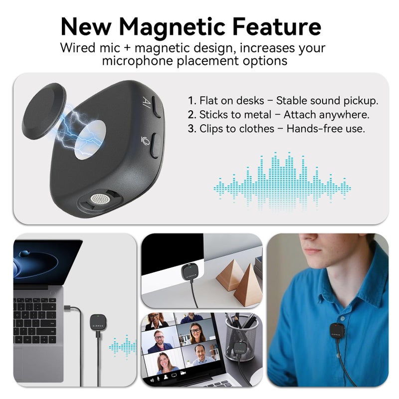 AIRHUG Conference USB Microphone, Desktop Computer Mic, Noise Canceling, Mute Button & LED Indicator, Plug & Play for Video Conference, Gaming, Online Class, Compatible with Windows & MacOS - Image 2