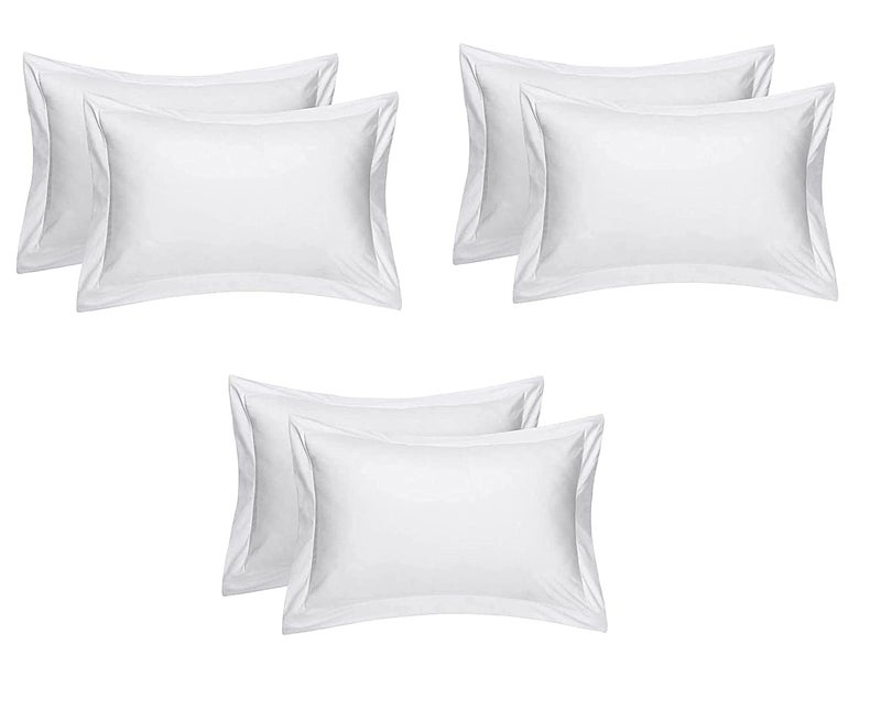 Rj Products Plain Solid Pillow Covers Set of 6 Piece White Color - Image 1