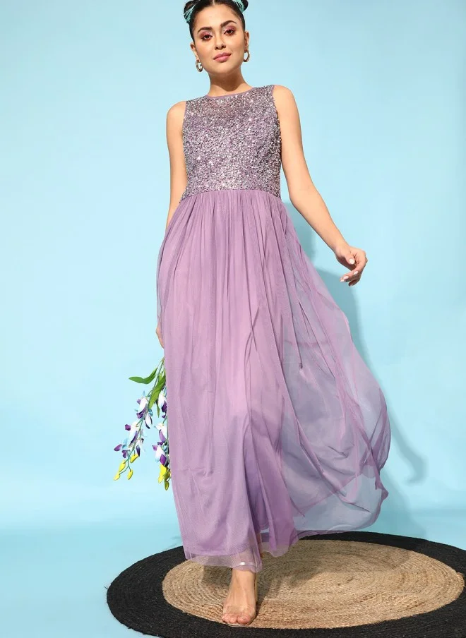 STREET 9 Lavender Sequined Maxi Dress for Girls