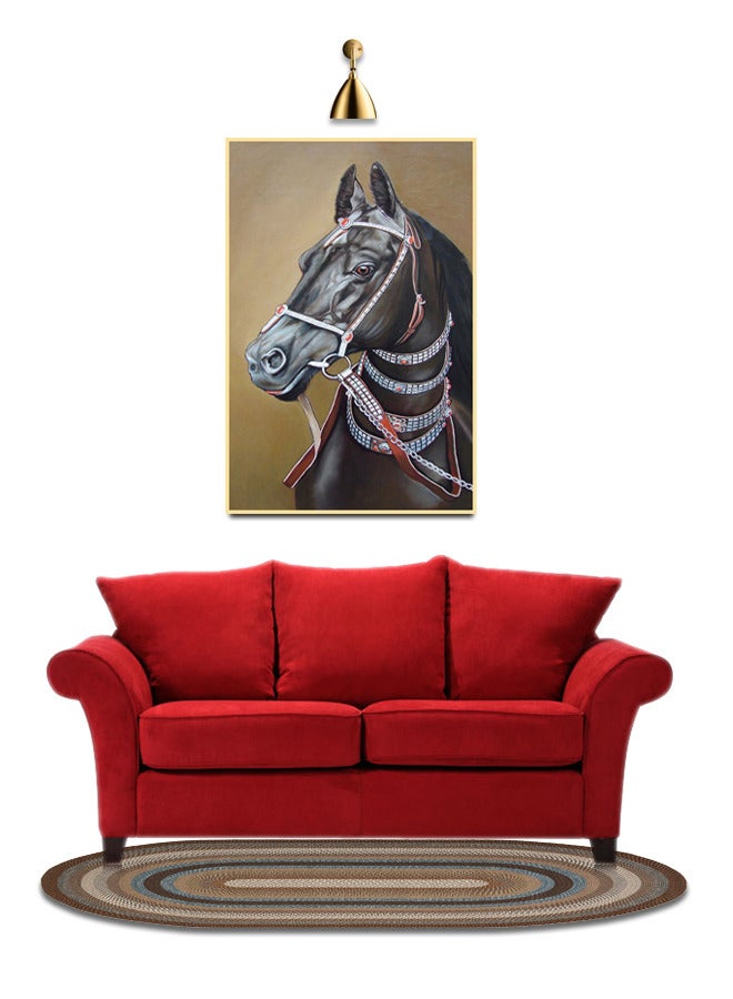 إيونتو لوحة جدارية زخرفية من البورسلين الكريستالي على شكل حصان أسود - لوحة زجاجية أنيقة وجريئة لغرفة المعيشة والمكتب والممر - Image 5