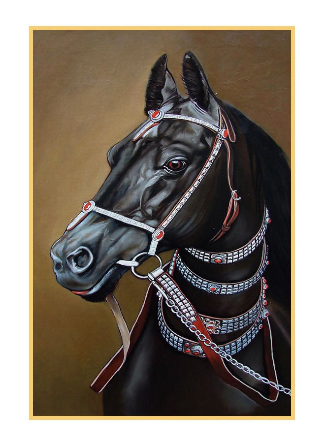 AIWANTO Black Horse Crystal Porcelain  Decorative Wall Painting  - Image 1