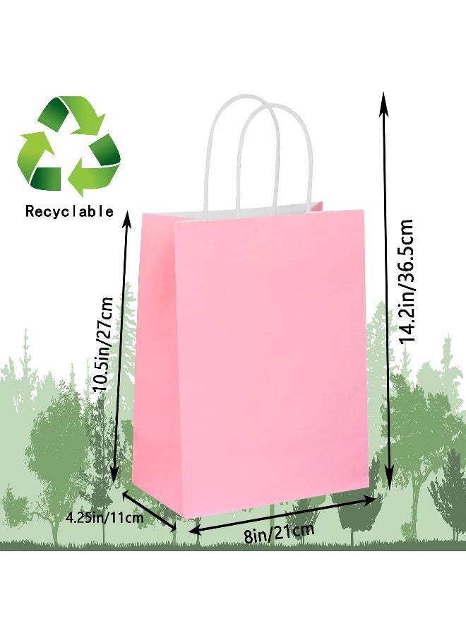 عبوة من 20 كيسًا ورقيًا ورديًا، وأكياس هدايا، وأكياس هدايا حفلات العطلات - Image 2