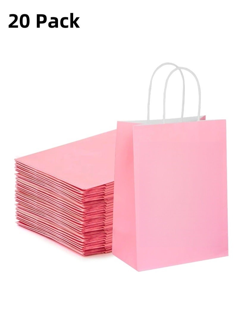 عبوة من 20 كيسًا ورقيًا ورديًا، وأكياس هدايا، وأكياس هدايا حفلات العطلات - Image 1