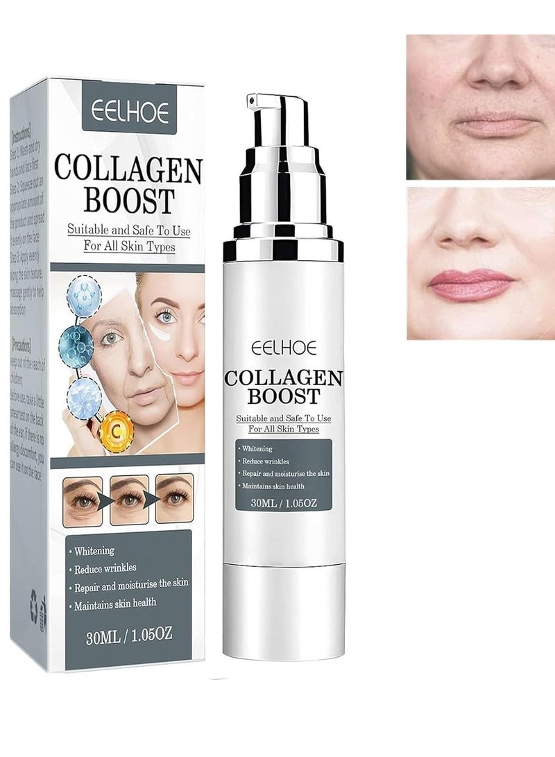 EELHOE 30ml Collagen Boost Firming Essence Cream Fade fine lines Face brightening lightining Serum Cream skin care for women - Image 1
