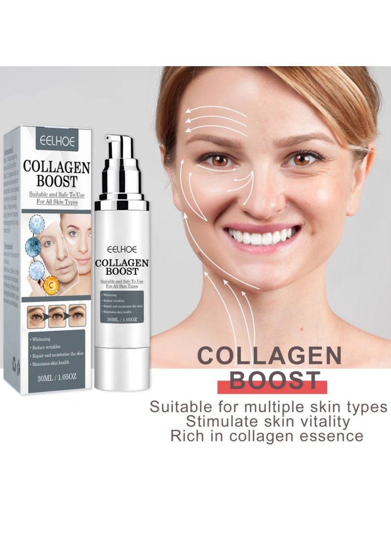EELHOE 30ml Collagen Boost Firming Essence Cream Fade fine lines Face brightening lightining Serum Cream skin care for women - Image 3