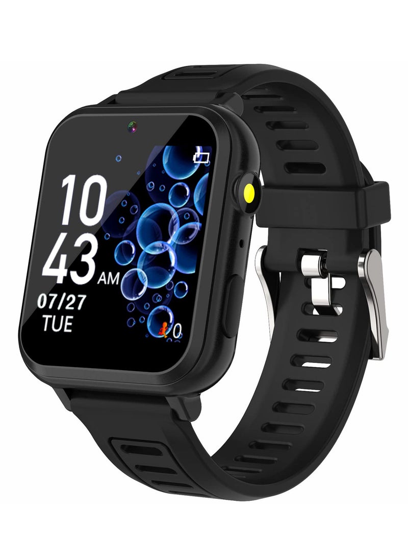 Kids Smart Watch, Smart Game Watch with 24 Games, HD Touch Screen, Video, Camera, Music Player, Pedometer, Flashlight, Alarm Clock, Kids Watches for 5-12 Year Olds Boy/Girl (Black) - Image 1