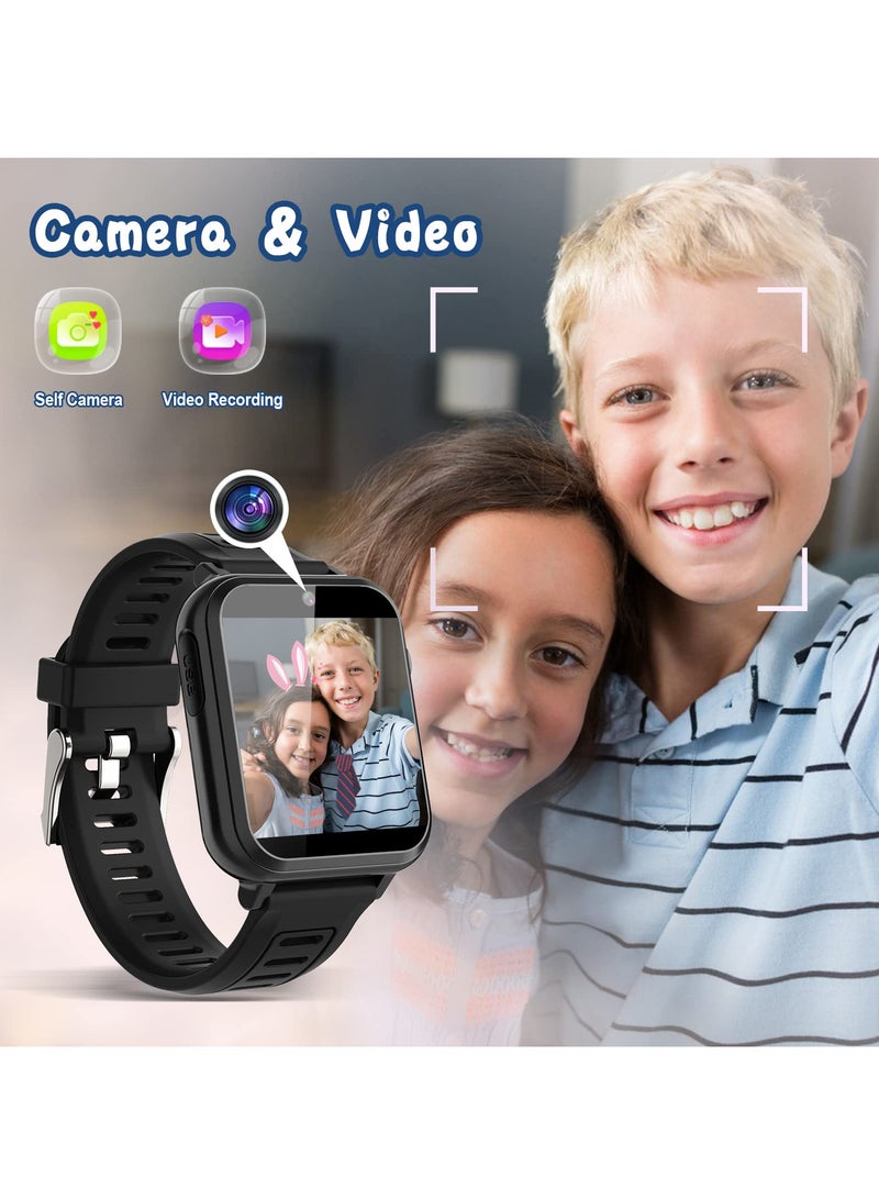 Kids Smart Watch, Smart Game Watch with 24 Games, HD Touch Screen, Video, Camera, Music Player, Pedometer, Flashlight, Alarm Clock, Kids Watches for 5-12 Year Olds Boy/Girl (Black) - Image 4