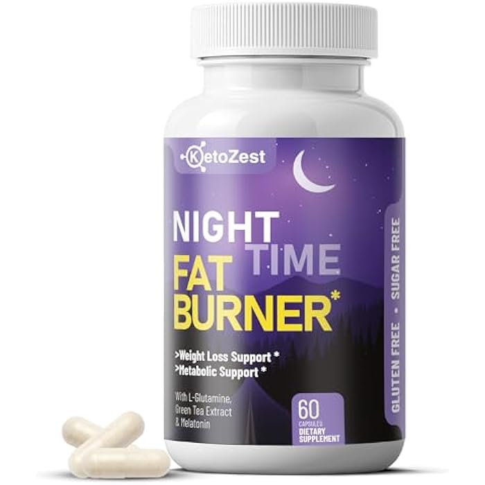 KetoZest Night Time Fat Burner for Weight Loss - Metabolism Booster Nighttime Belly Fat Burn & Natural Appetite Suppressant Supplement for Men Women - Relaxation Weight Control Support Pills - Image 1