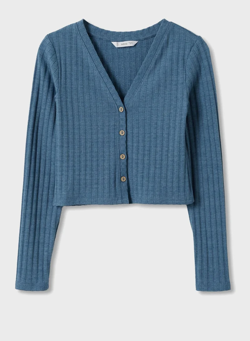 MANGO Kids Ribbed Front Button Top