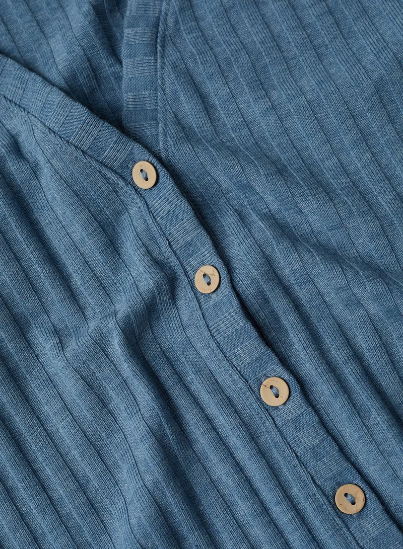 MANGO Kids Ribbed Front Button Top