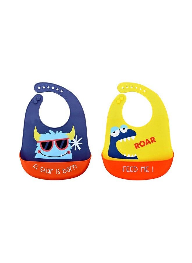 The Little Lookers Silicone Feeding Bib For Baby;Toddlers With Adjustable Strap; Waterproof; Easy To Wash; Stain Proof ; Bpa Free;Soft Material Bibs With Tray;Food Catcher (0 3 Years) (Pack Of 2)  - Image 2