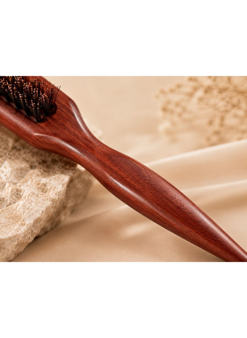Barber Wood Handle Hair Brush Anti Loss Wooden Barber Hair Comb, Hair Round Roller Wood Hair Brush, Bristle Nylon Hair Comb. - Image 4