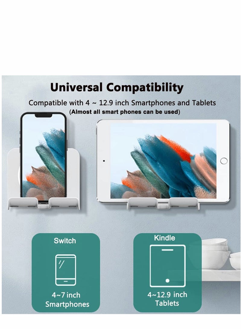 Excefore Upgraded Tablet Wall Mount Phone Holder Removable,Self-Adhesive Mobile Cell iPad for Bed Bathroom Kitchen, Compatible with iPhone Galaxy Switch - Image 5