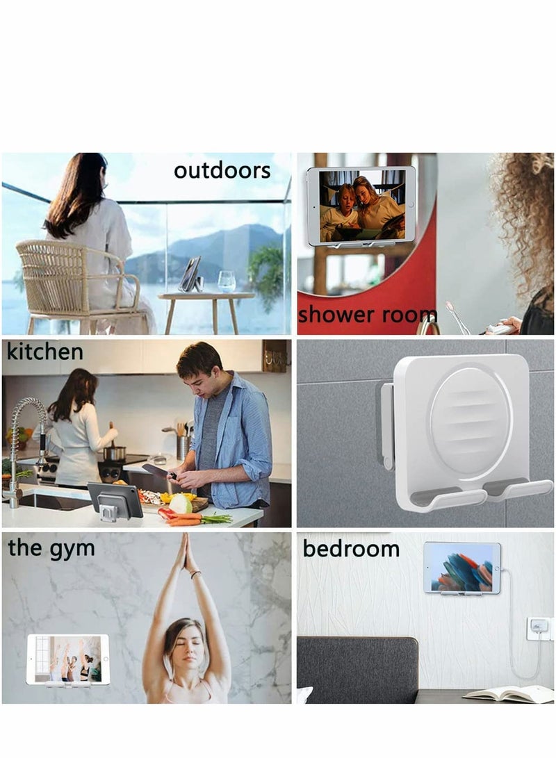 Excefore Upgraded Tablet Wall Mount Phone Holder Removable,Self-Adhesive Mobile Cell iPad for Bed Bathroom Kitchen, Compatible with iPhone Galaxy Switch - Image 4