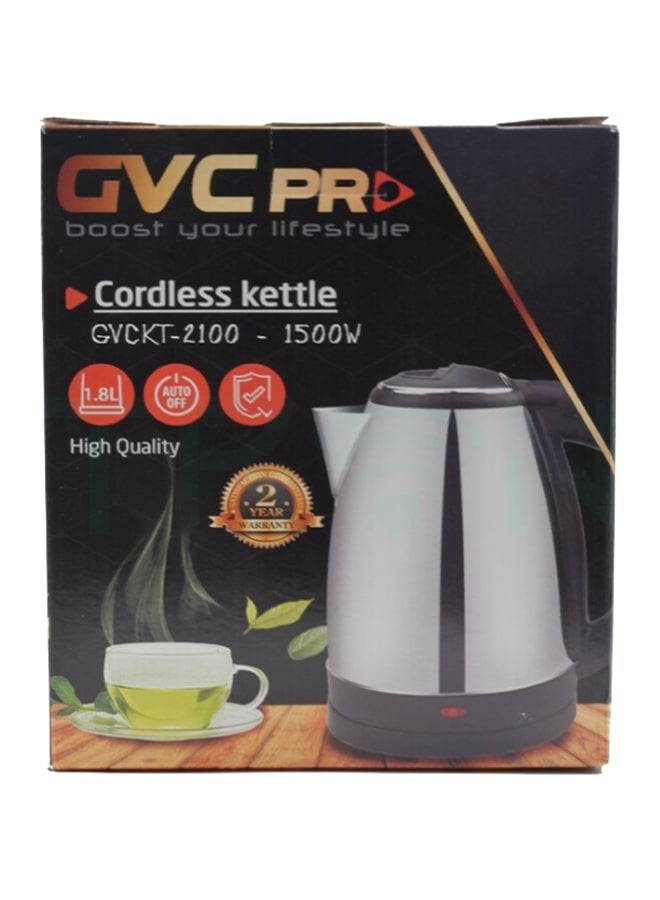 gvc pro Electric Kettle 1.8L 1.8 L 1500 W GVCKT-2100/ GVCKT-2100H-1 Silver/Black - Image 2