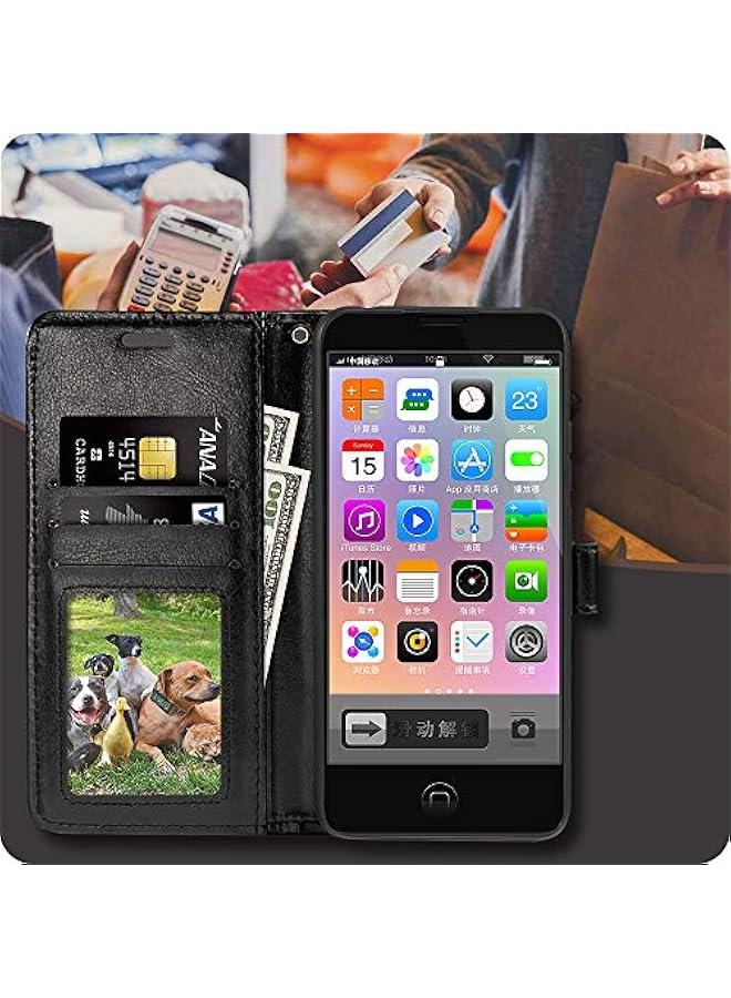 Premium PU Leather Flip Case with Card Holder and Stand for Honor X6B / Huawei Honor X6A 4G (6.56 inch) - Magnetic Cover black - Image 3