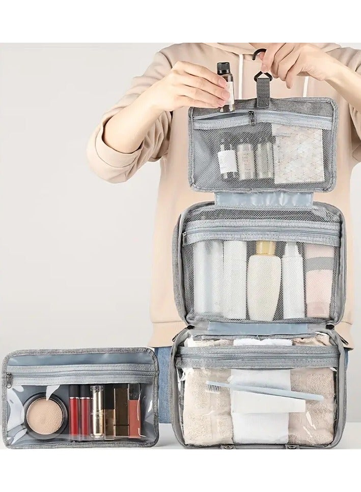 أوريتي حقيبة مستحضرات السفر المعلقة مع خطاف حامل مستحضرات التجميل المحمولة فرشاة مجموعة منظم مكياج السفر مع إعدادات تقسيم الفصل الرطب والجاف لمستحضرات الاستحمام - Image 3