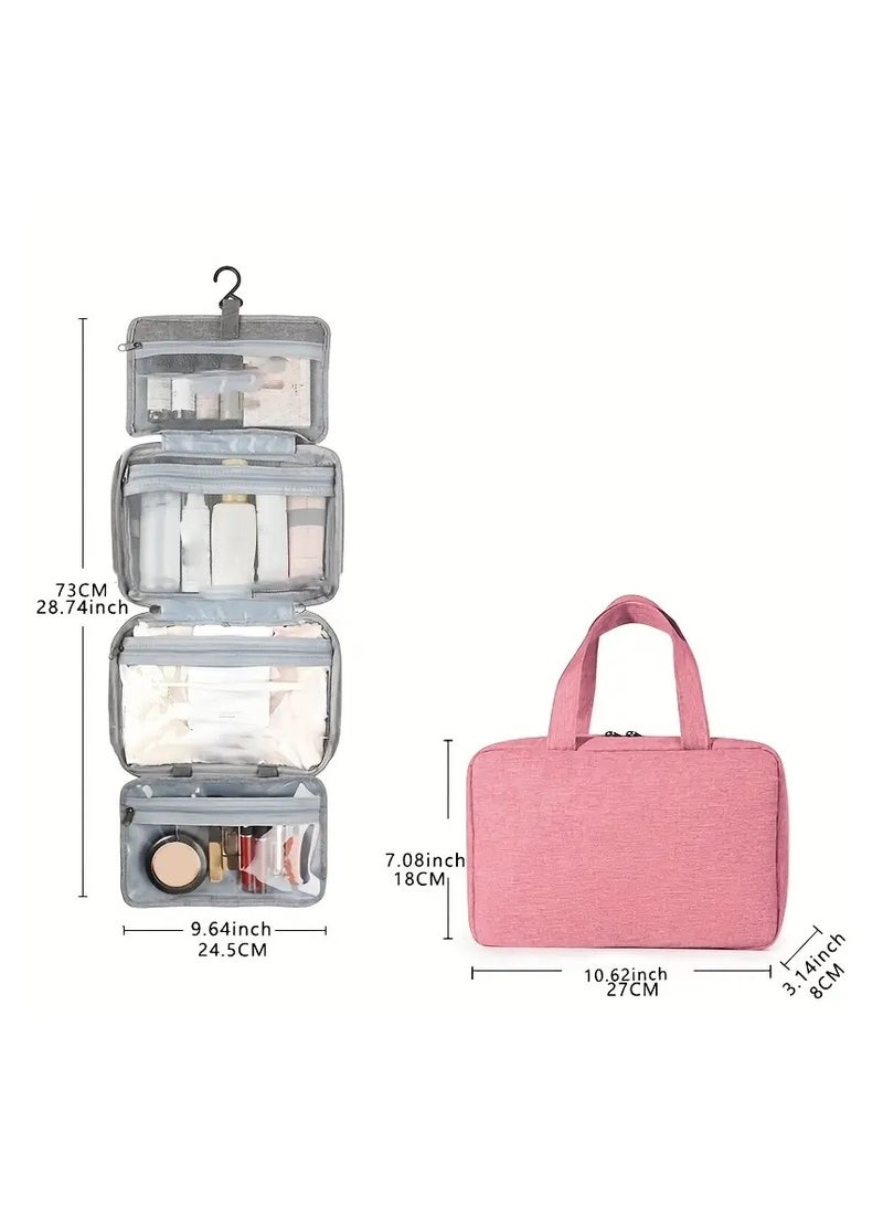 أوريتي حقيبة مستحضرات السفر المعلقة مع خطاف حامل مستحضرات التجميل المحمولة فرشاة مجموعة منظم مكياج السفر مع إعدادات تقسيم الفصل الرطب والجاف لمستحضرات الاستحمام - Image 5