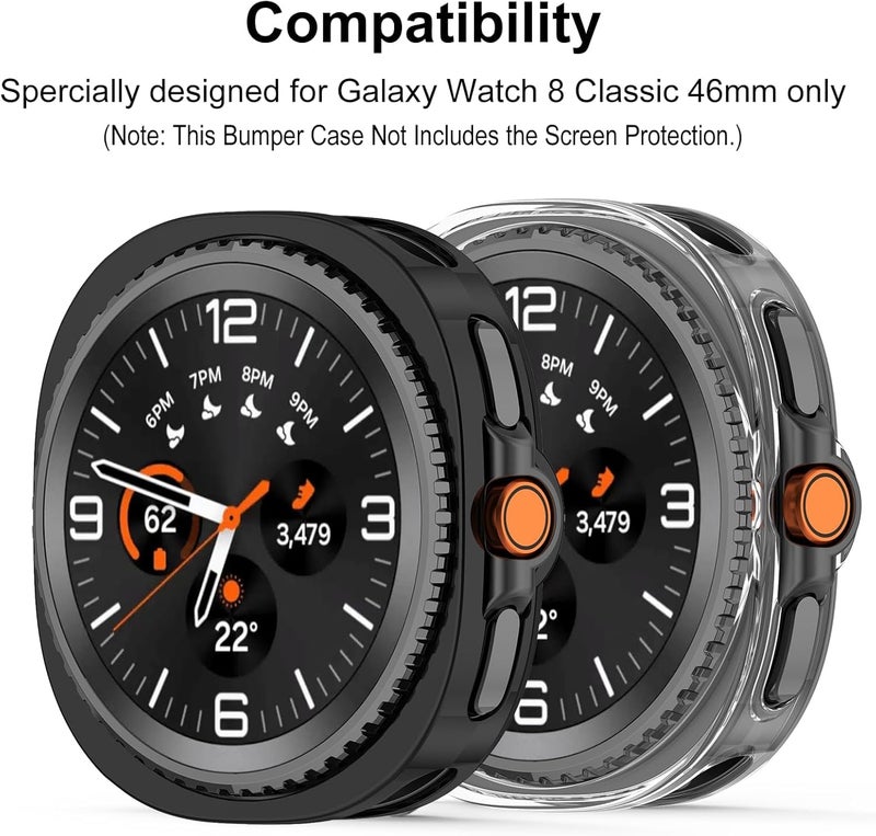 SYOSI Smartwatch Protector for Galaxy Watch 8 Classic 46mm, Soft TPU Lightweight Shell for Protection, Against Drops, Scratches and Bumps, 2 Pack - Image 2