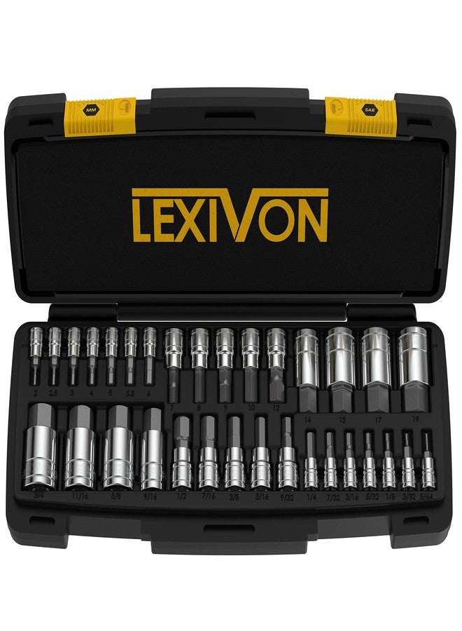 LEXIVON مجموعة مفاتيح ربط سداسية من ليكسيفون ماستر، مصنوعة من فولاذ سبيكة S2 الممتاز | مجموعة كاملة من 32 قطعة، بنظامي القياس الأمريكي والمتري | علبة تخزين محسّنة (LX-144) - Image 1