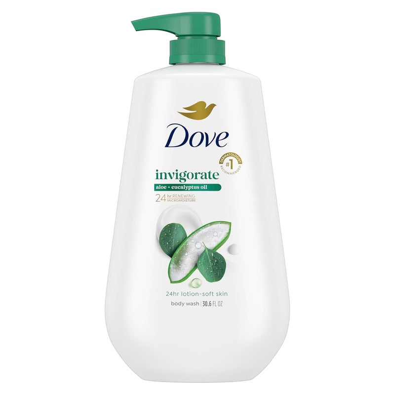Dove Body Wash with Pump Invigorate Aloe Eucalyptus For 24hr LotionSoft Skin Moisturizing Skin Cleanser with No Sulfates No Parabens 306 Oz - Image 1