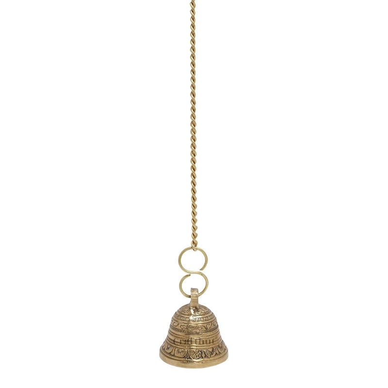 CRAFTHUT Beautiful Brass Hanging Bell with Chain for Temple Door Hallway Porch Or Balcony - Image 1