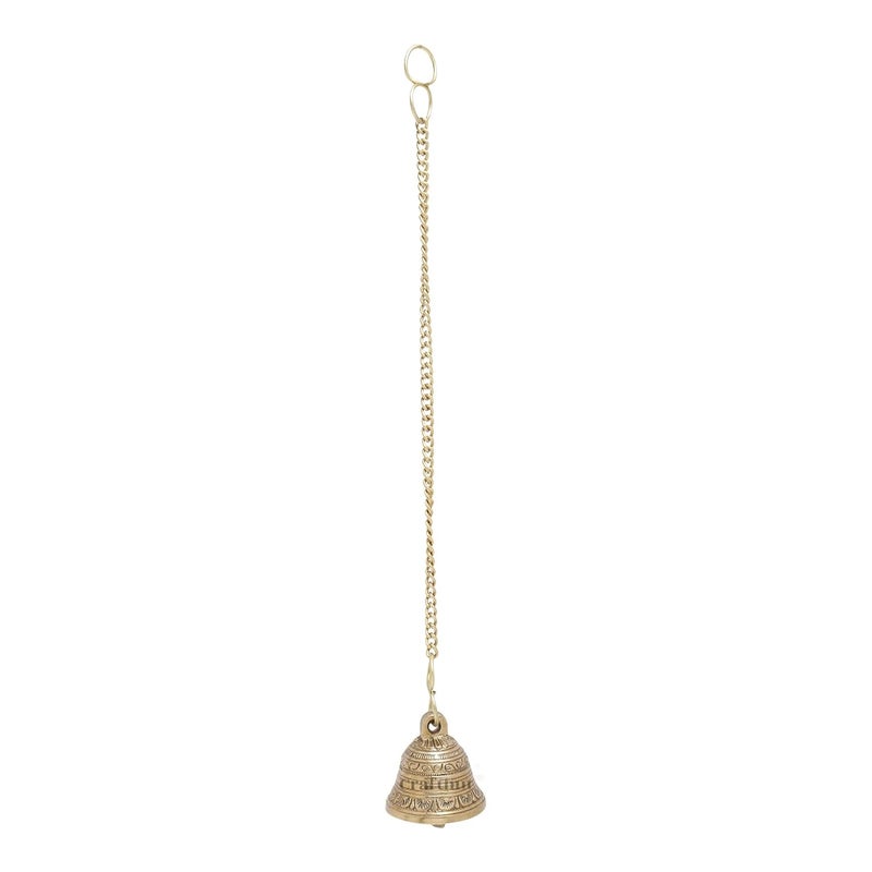 CRAFTHUT Beautiful Brass Hanging Bell with Chain for Temple Door Hallway Porch Or Balcony - Image 5
