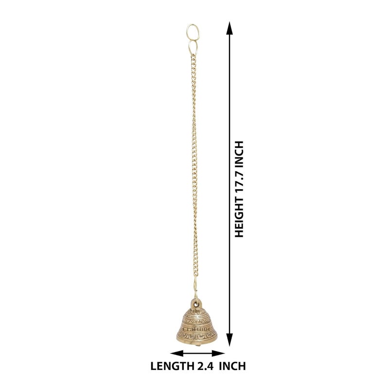 CRAFTHUT Beautiful Brass Hanging Bell with Chain for Temple Door Hallway Porch Or Balcony - Image 2