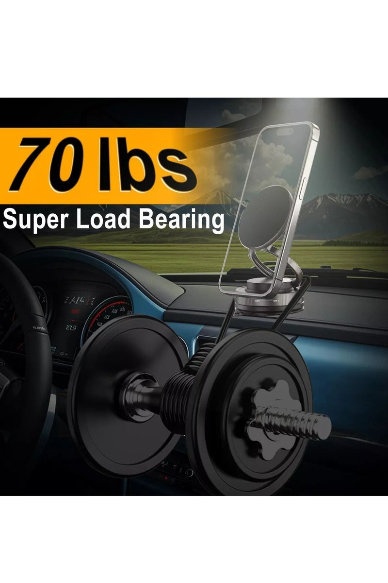 Car Phone Holder, Vacuum Magnetic Car Holder, 360°Rotating Foldable Dashboard Suction Cup Holder, Universal for All Smartphones (Black)  - Image 5