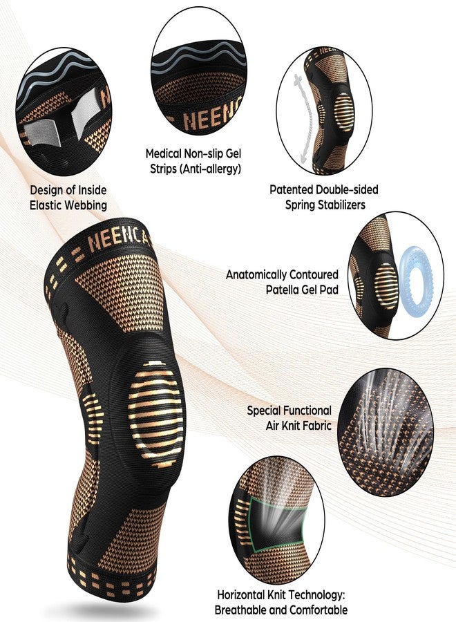 NEENCA Knee Brace,Knee Compression Sleeve Support with Patella Gel Pad & Side Spring Stabilizers,Medical Grade Knee Protector for Running,Meniscus Tear,Arthritis,Joint Pain Relief,ACL,Injury Rec - Image 2