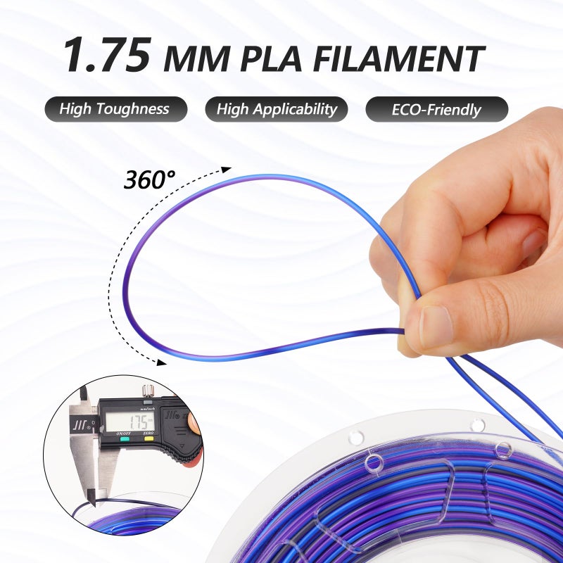 AMOLEN Silk PLA 3D Printer Filament Bundle, Multicolor Gradient Rainbow PLA 1.75mm Pack, Shiny Fast Color Change 3D Printing Filament for Most FDM 3D Printer, 200g X 4 Spools - Image 4