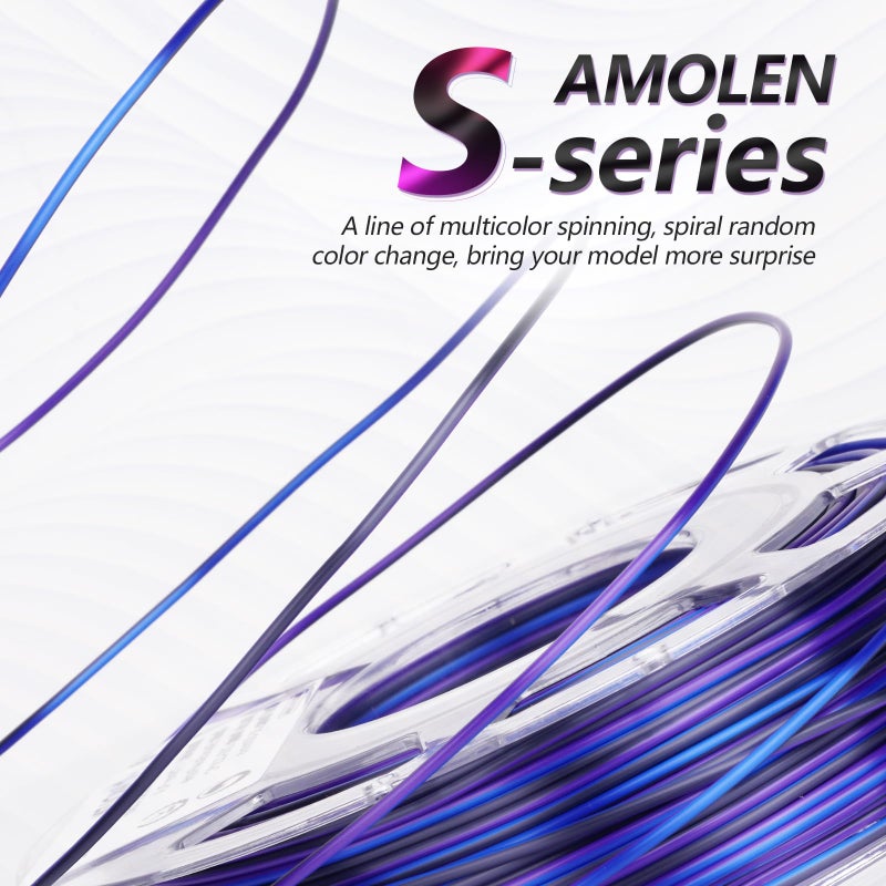 AMOLEN Silk PLA 3D Printer Filament Bundle, Multicolor Gradient Rainbow PLA 1.75mm Pack, Shiny Fast Color Change 3D Printing Filament for Most FDM 3D Printer, 200g X 4 Spools - Image 2