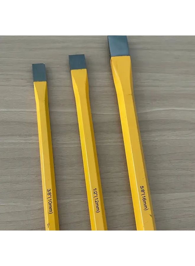 3 Piece Chisel Set Heavy Duty Steel Brick Hammer Flat Pointed Chisel Trowel - Image 3