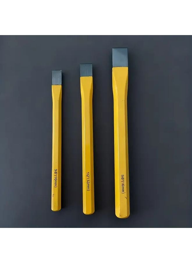 3 Piece Chisel Set Heavy Duty Steel Brick Hammer Flat Pointed Chisel Trowel - Image 2