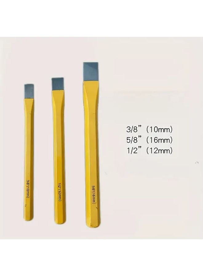 3 Piece Chisel Set Heavy Duty Steel Brick Hammer Flat Pointed Chisel Trowel - Image 1