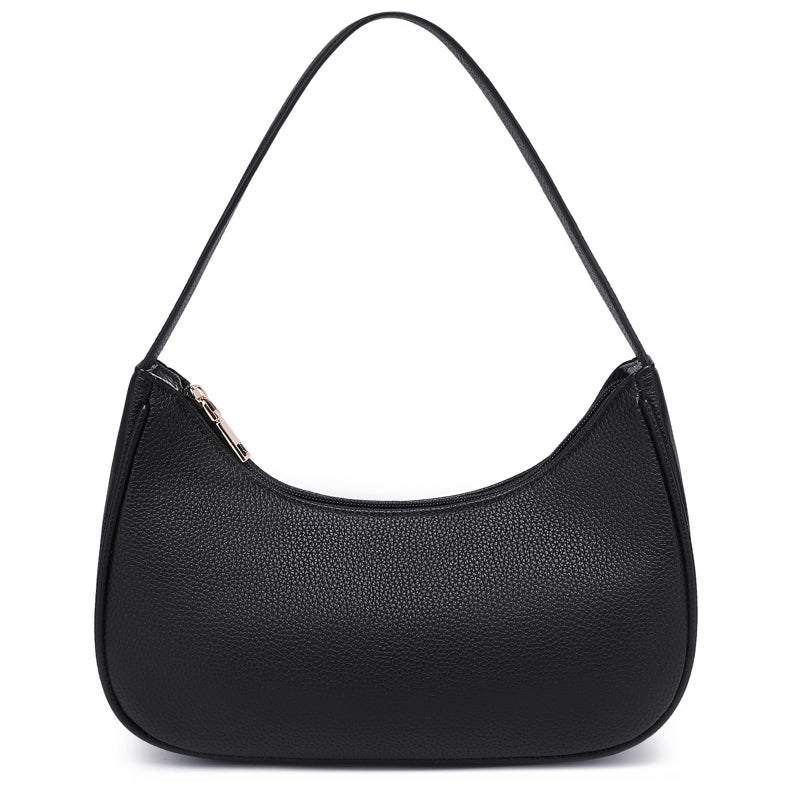 WSRYDJDL Fashion shoulder Bag for Women's Cute Hobo Tote Handbag Mini Clutch Underarm Purse for Daily Use/Work/Travel/Casual Outings (Lychee Pattern Black) - Image 1