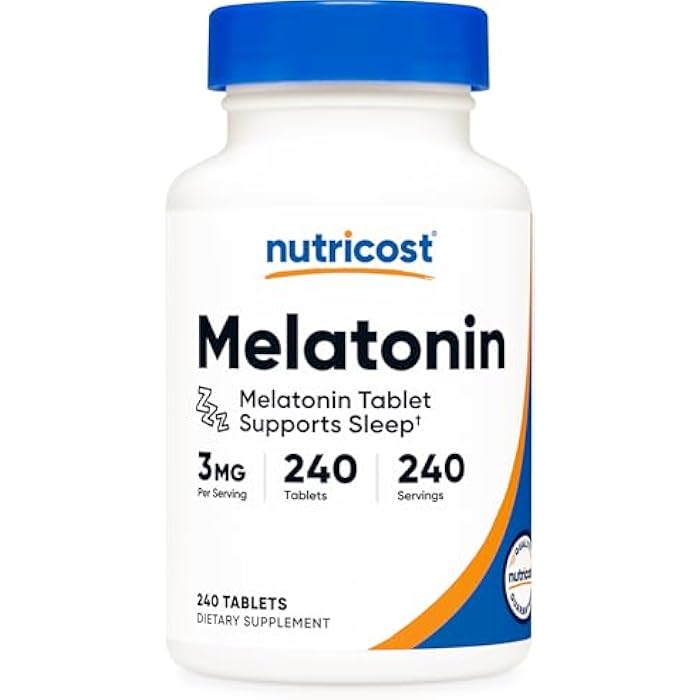 Nutricost Melatonin 3mg, 240 Tablets - 3mg Per Serving, Non-GMO, Gluten Free - Image 1