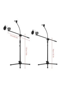 Metal Microphone Floor Stand Tripod Adjustable Height with Boom Arm 3 Mic Holders & 1 Smartphone Holder for Studio Outdoor Cellphone Live Streaming - pzsku/Z5CB4BAE980187DC1A498Z/45/_/1739912773/ab8bc37d-d107-4ea6-8c3a-23fe5ee4bd6a