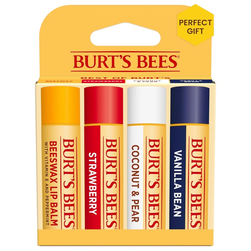 Burts Bees Lip Balm  Beeswax Strawberry Coconut and Pear and Vanilla Bean With Responsibly Sourced Beeswax TintFree Natural Origin Lip Treatment 4 Tubes 015 oz