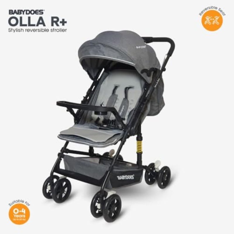 عربة أطفال OLLA R+ بمقبض قابل للعكس، قابلة للطي بيد واحدة، حامل أكواب، حزام 5 نقاط، من 0 إلى 4 سنوات حتى 20 كجم رمادي - Image 2