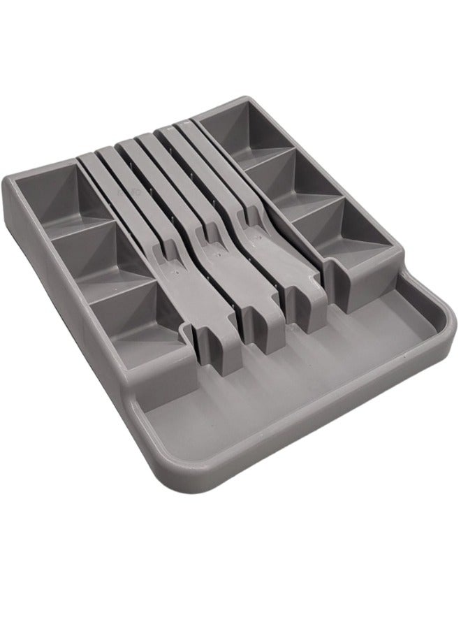 هابي هوم صينية تنظيم أدوات المائدة في درج المطبخ صينية أدوات مائدة متعددة الوظائف للشوك والملاعق والسكاكين وأدوات المائدة الأخرى30X23 سم - Image 2