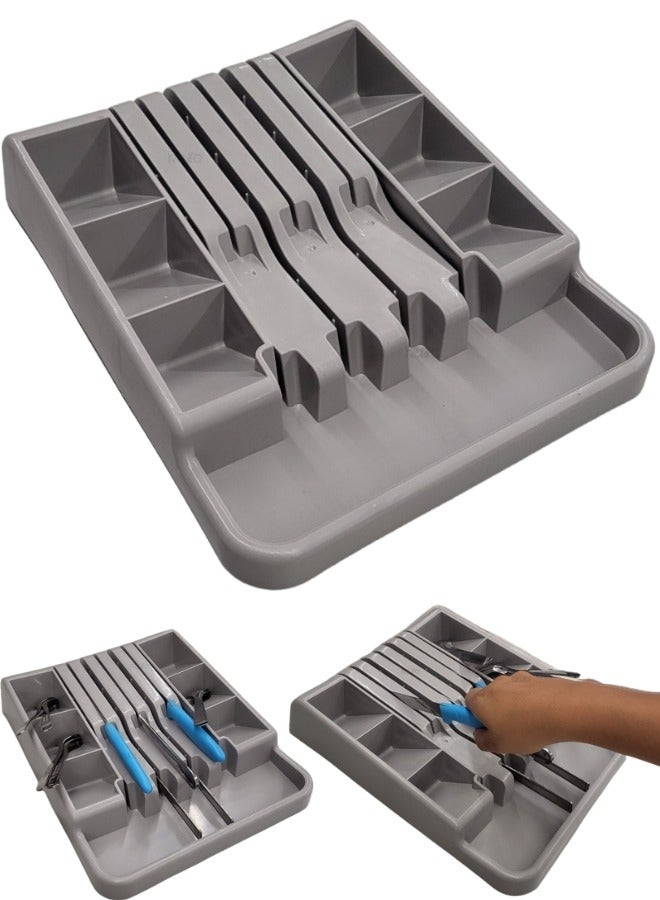 هابي هوم صينية تنظيم أدوات المائدة في درج المطبخ صينية أدوات مائدة متعددة الوظائف للشوك والملاعق والسكاكين وأدوات المائدة الأخرى30X23 سم - Image 1