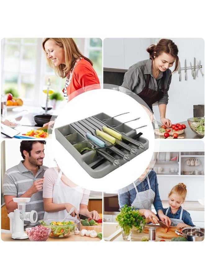 هابي هوم صينية تنظيم أدوات المائدة في درج المطبخ صينية أدوات مائدة متعددة الوظائف للشوك والملاعق والسكاكين وأدوات المائدة الأخرى30X23 سم - Image 5