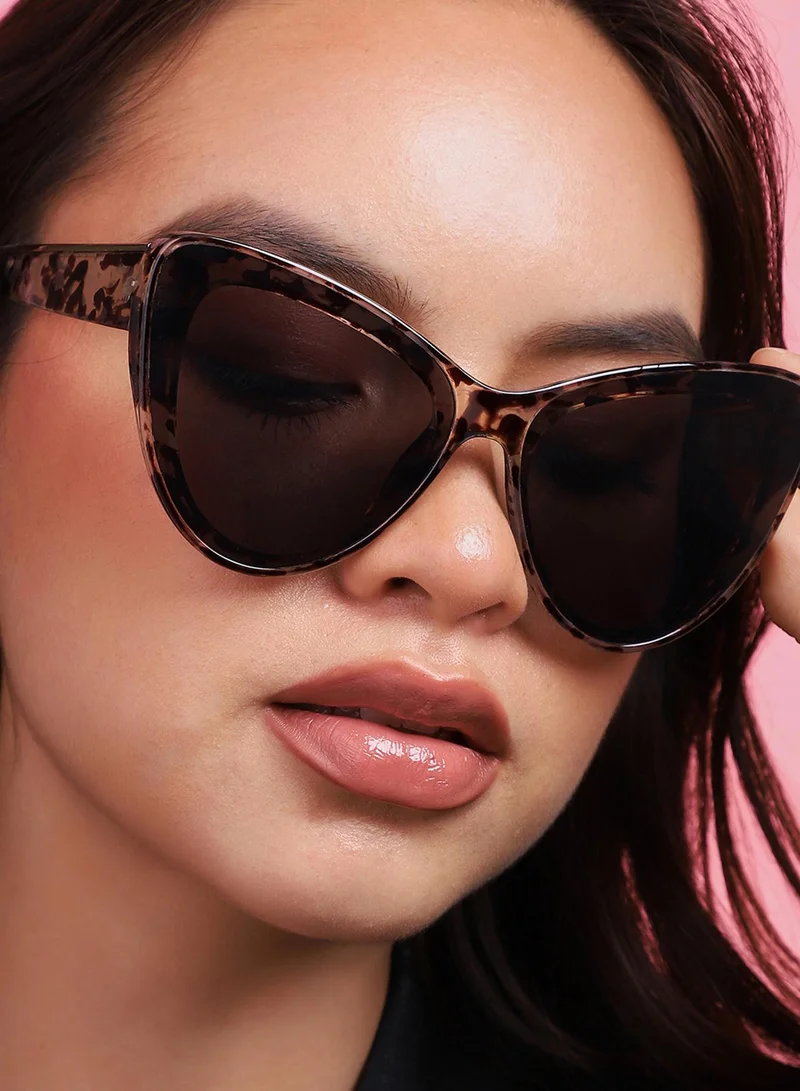 Haute Sauce Animal Print Frame Tinted Lens Cat Eye Sunglass