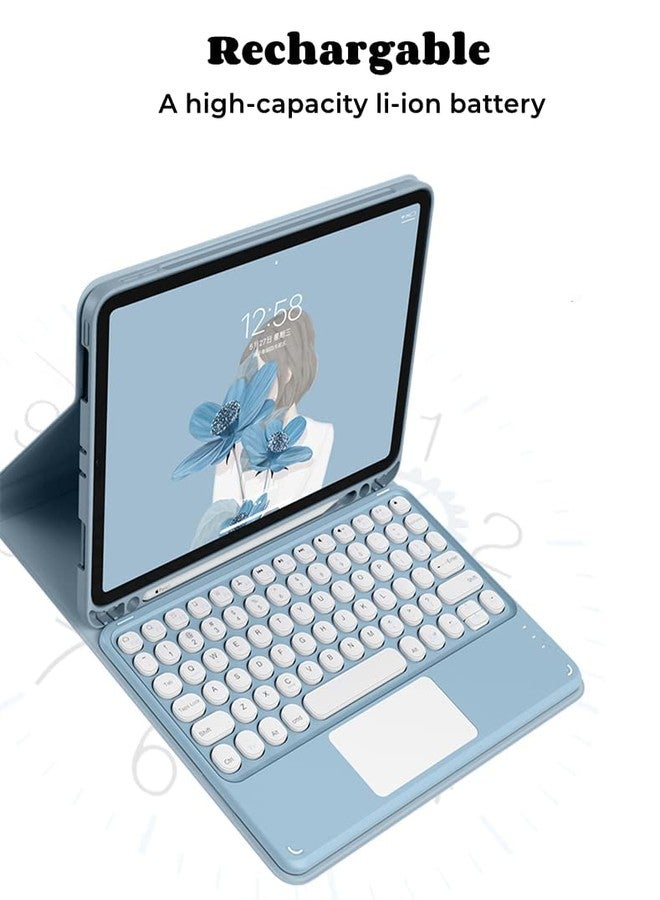 AnMengXinLing جراب لوحة مفاتيح AnMengXinLing لجهاز iPad من الجيل العاشر مقاس 10.9 بوصة 2022 - لوحة مفاتيح قابلة للفصل مع حامل قلم - غطاء جلدي أنيق رفيع لجهاز iPad 10 2022 (أزرق سماوي) - Image 4