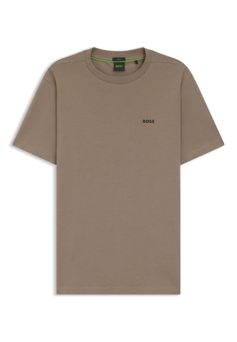 BOSS Light Green Stretch-cotton T-shirt with logo detail for Men | Best Price UAE