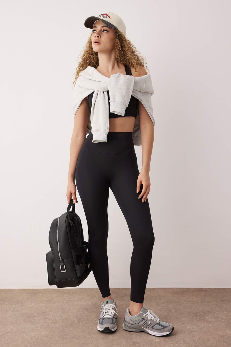 trendyol Black Matte Look Extra Gathering Knitted Sports Leggings Thmaw26Ty00019 - Image 1