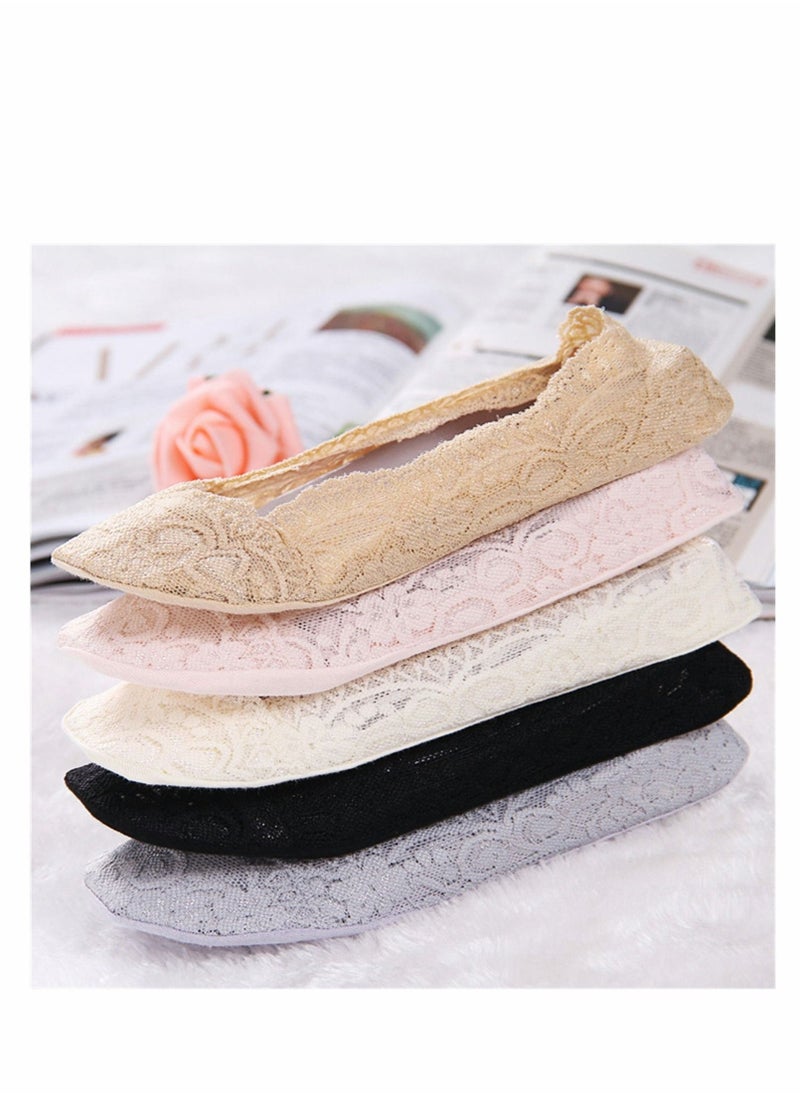 Womens Anti-Slip Socks, 6 Pairs No Show Socks Lace Women No Show Liner Socks Womens No Socks Thin Low Cut Casual Socks Non Slip - Image 5